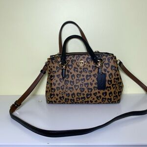 Coach Leopard Print Satchel - Black and Brown